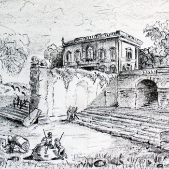 Tekening getiteld "Ruines en Italie" door Jean-Luc Bellini, Origineel Kunstwerk, Anders