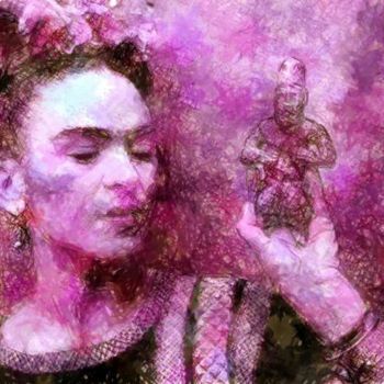 Digital Arts titled "Frida Kahlo" by Jean-Luc Bellini, Original Artwork, Digital Painting