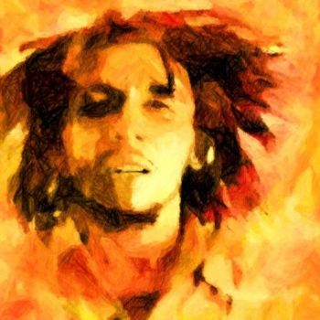 Digital Arts titled "Bob Marley" by Jean-Luc Bellini, Original Artwork, Digital Painting