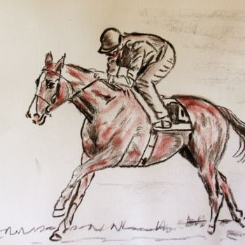 Dessin intitulée "cheval-etude-2" par Jean-Luc Bellini, Œuvre d'art originale, Craie
