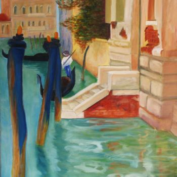 Malerei mit dem Titel "VENISE escalier" von Jean-Luc Bellini, Original-Kunstwerk, Öl