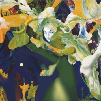 Painting titled "Danza floral noctur…" by Maurici Bellmunt Carreté, Original Artwork