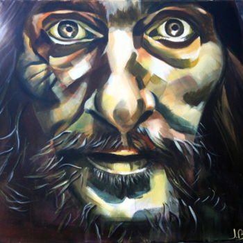 Painting titled "Jesus" by Bellule' Art, Original Artwork, Acrylic Mounted on Wood Stretcher frame