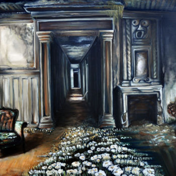Painting titled "Floor flowers" by Bellule' Art, Original Artwork, Oil Mounted on Wood Stretcher frame