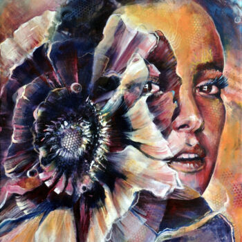 Pintura titulada "Gaze n' Petals" por Bellule' Art, Obra de arte original, Pintura al aerosol Montado en Bastidor de camilla…