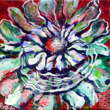 Painting titled "Strong flower 3" by Bellule' Art, Original Artwork, Acrylic Mounted on Wood Stretcher frame