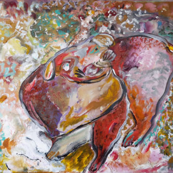 Painting titled "1006 21 Cochon aust…" by Claudine Gregoire (Claudine BELMAS-GREGOIRE), Original Artwork, Acrylic