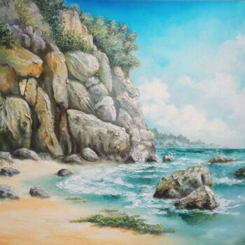 Pittura intitolato "Praia da rocha" da Belmiro Dias Ferreira, Opera d'arte originale, Olio
