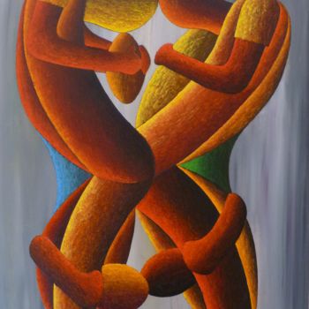 Painting titled "La Mélée" by B.Gomes, Original Artwork