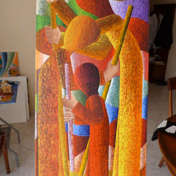 Painting titled "Pelerins à St Jean…" by B.Gomes, Original Artwork