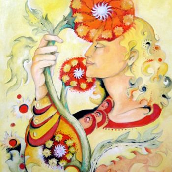 Peinture intitulée "ame-fleur" par Isabelle Belsaï-Huart, Œuvre d'art originale, Huile