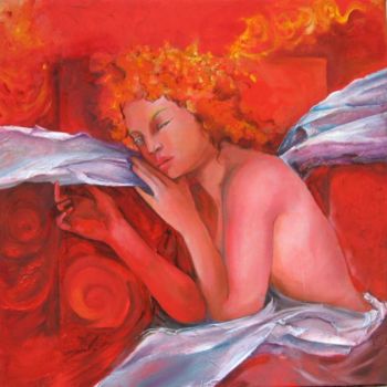Peinture intitulée "nu  rouge 4" par Isabelle Belsaï-Huart, Œuvre d'art originale, Huile