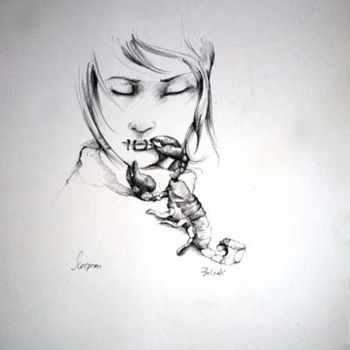 Dessin intitulée "le silence" par Isabelle Belsaï-Huart, Œuvre d'art originale