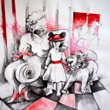 Dessin intitulée "l enfance de l art 2" par Isabelle Belsaï-Huart, Œuvre d'art originale