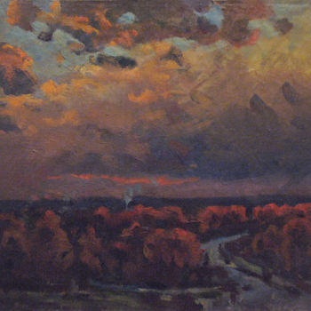 Pittura intitolato "Lilac clouds" da Vasily Belikov, Opera d'arte originale, Olio