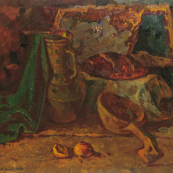 Pintura intitulada "Kitchen still life" por Vasily Belikov, Obras de arte originais, Óleo