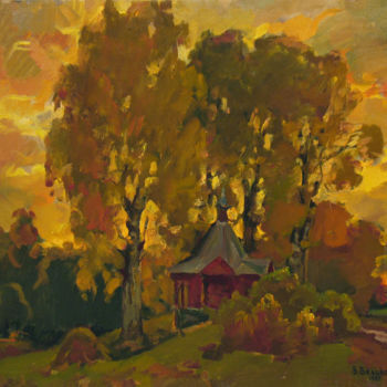 Peinture intitulée "A chapel" par Vasily Belikov, Œuvre d'art originale, Huile