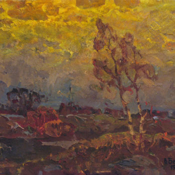 Ζωγραφική με τίτλο "Dull summer evening" από Vasily Belikov, Αυθεντικά έργα τέχνης, Λάδι