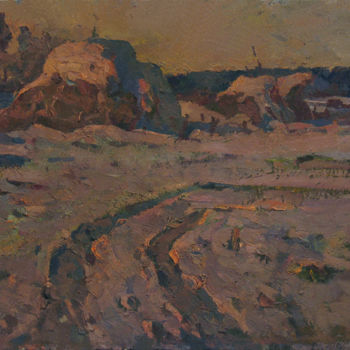 Painting titled "Rural road" by Vasily Belikov, Original Artwork, Oil