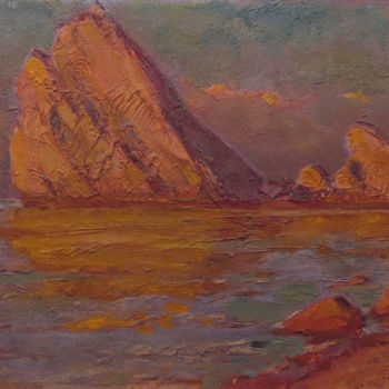Ζωγραφική με τίτλο "Cliff in the mornin…" από Vasily Belikov, Αυθεντικά έργα τέχνης, Λάδι