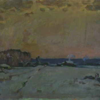 Painting titled "Winter evening in t…" by Vasily Belikov, Original Artwork, Oil