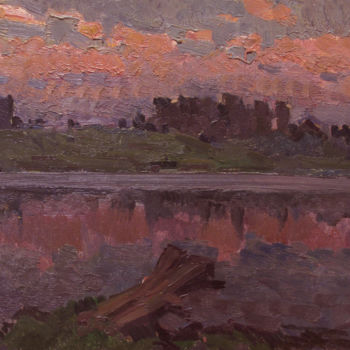 Painting titled "Summer evening on t…" by Vasily Belikov, Original Artwork, Oil