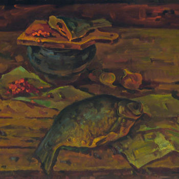 Painting titled "Kitchen still life…" by Vasily Belikov, Original Artwork, Oil