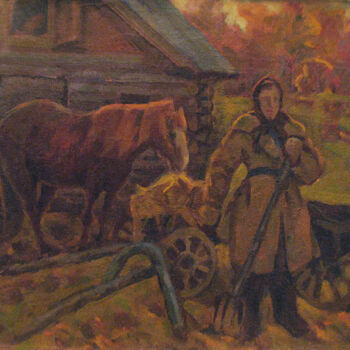 "Peasant woman and h…" başlıklı Tablo Vasily Belikov tarafından, Orijinal sanat, Petrol