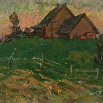 Painting titled "Village outskirts" by Vasily Belikov, Original Artwork, Oil