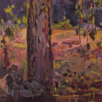 Картина под названием "Tree at the water" - Vasily Belikov, Подлинное произведение искусства, Масло