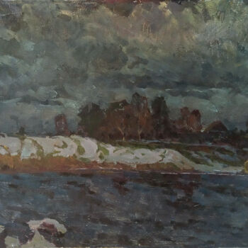 Painting titled "Early winter" by Vasily Belikov, Original Artwork, Oil