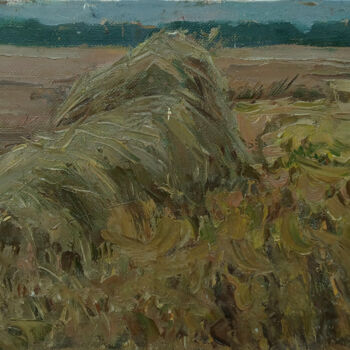 Painting titled "Haystack" by Vasily Belikov, Original Artwork, Oil