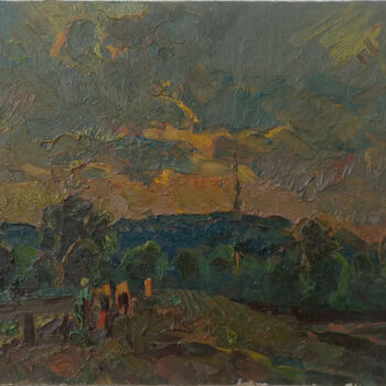 Peinture intitulée "Evening subject" par Vasily Belikov, Œuvre d'art originale, Huile