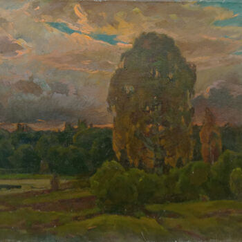 Painting titled "Warm evening" by Vasily Belikov, Original Artwork, Oil