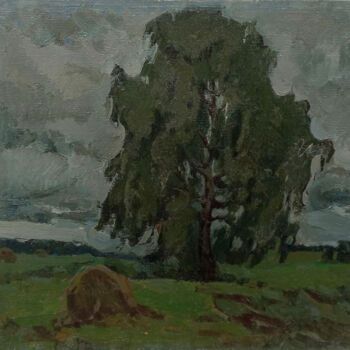 Painting titled "Lonely tree" by Vasily Belikov, Original Artwork, Oil
