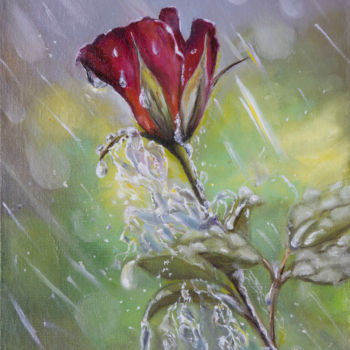 Pittura intitolato "роза" da Natalia Beliakova, Opera d'arte originale, Olio