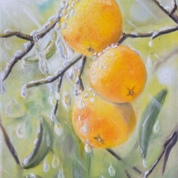 Peinture intitulée "ветка с апельсинами" par Natalia Beliakova, Œuvre d'art originale, Huile