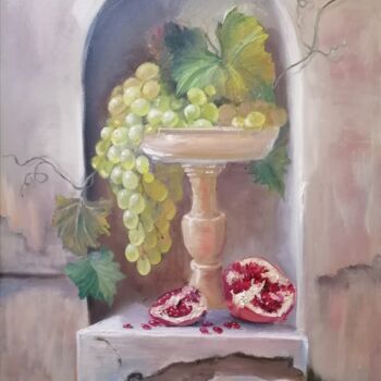 Schilderij getiteld "Натюрморт с виногра…" door Natalia Beliakova, Origineel Kunstwerk, Olie
