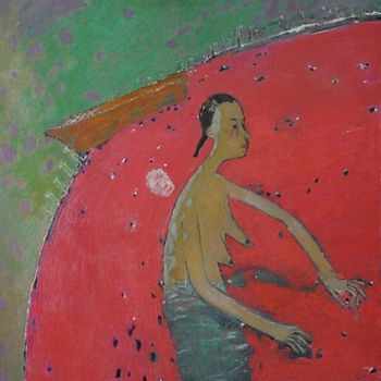 Pittura intitolato "red river" da Elena Belyakova, Opera d'arte originale