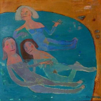 Painting titled "swimming girls" by Elena Belyakova, Original Artwork