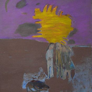Painting titled "people and the sun" by Elena Belyakova, Original Artwork