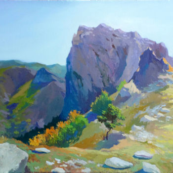Painting titled "Mountain peak." by Denis Bely, Original Artwork, Oil