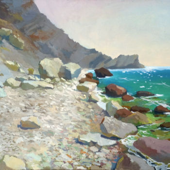 Pittura intitolato "Oil seascape, rocky…" da Denis Bely, Opera d'arte originale, Olio