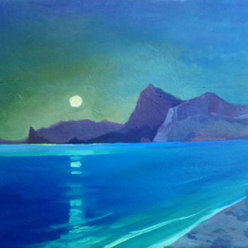 Pittura intitolato "The white moon." da Denis Bely, Opera d'arte originale, Olio