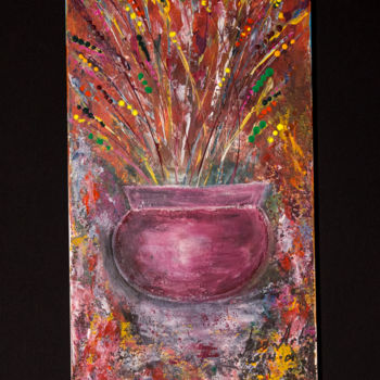 Peinture intitulée "pot de fleur" par Ben-Art, Œuvre d'art originale