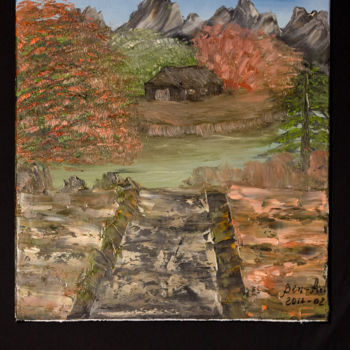 Painting titled "Paysage acrylique s…" by Ben-Art, Original Artwork