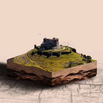 Digitale Kunst mit dem Titel "- Château de Murol…" von Ben Lcmb, Original-Kunstwerk, Fotomontage