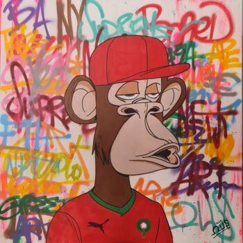 Painting titled "bored ape x footbal…" by Oussama Benabbou, Original Artwork, Acrylic