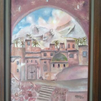 Schilderij getiteld "Kasbah du sud Maroc…" door Benaceur Ourkia, Origineel Kunstwerk, Olie
