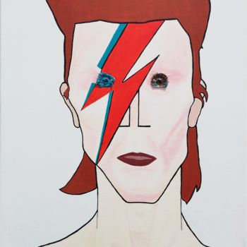 Painting titled "Bowie" by Ben B, Original Artwork, Acrylic Mounted on Wood Stretcher frame